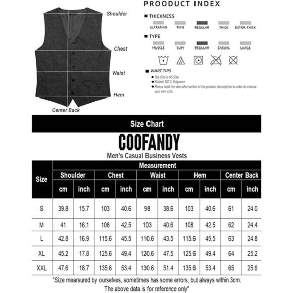 Men's Casual Business Vests Lightweight Waistcoat Slim Fit Suit Vest - Picture 6 of 6